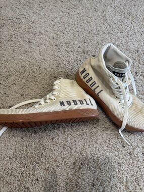 NOBULL Cream High-Top Mesh Sneakers with Gum Sole